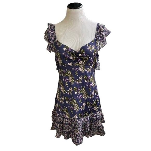 NWT Forever 21 Tiered Purple Floral Print Mini Dress. Size XL - Picture 6 of 13